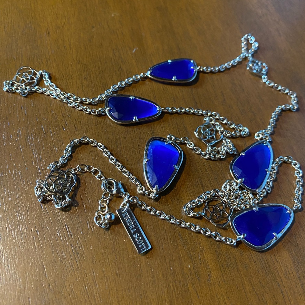 Kendra Scott Cobalt Blue Necklace with Silver Chain